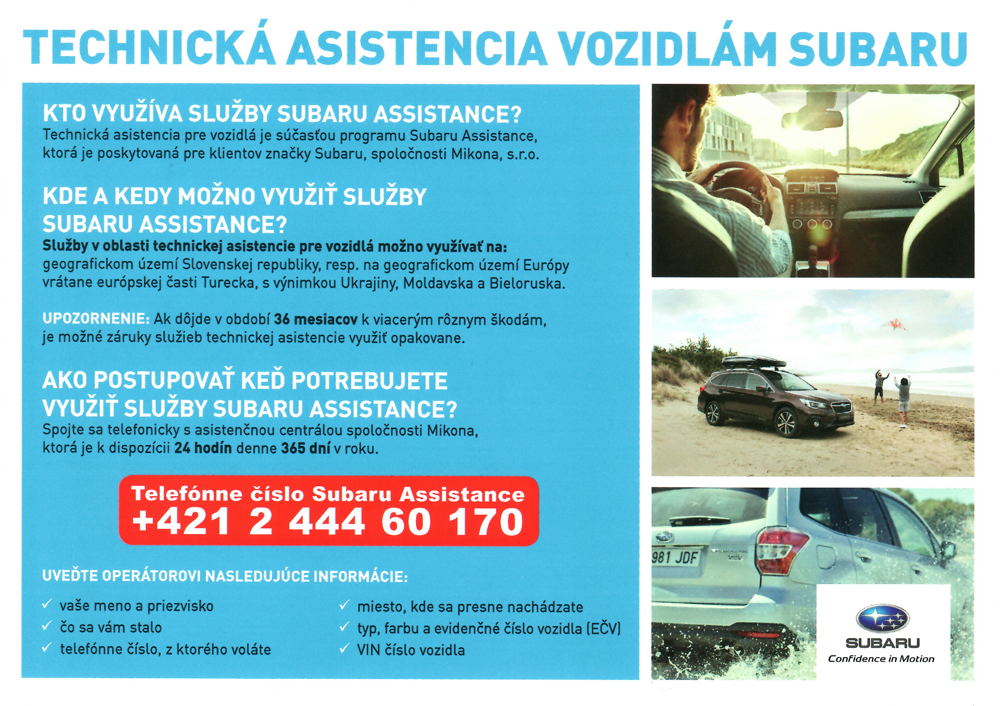 Asistenčné služby Subaru